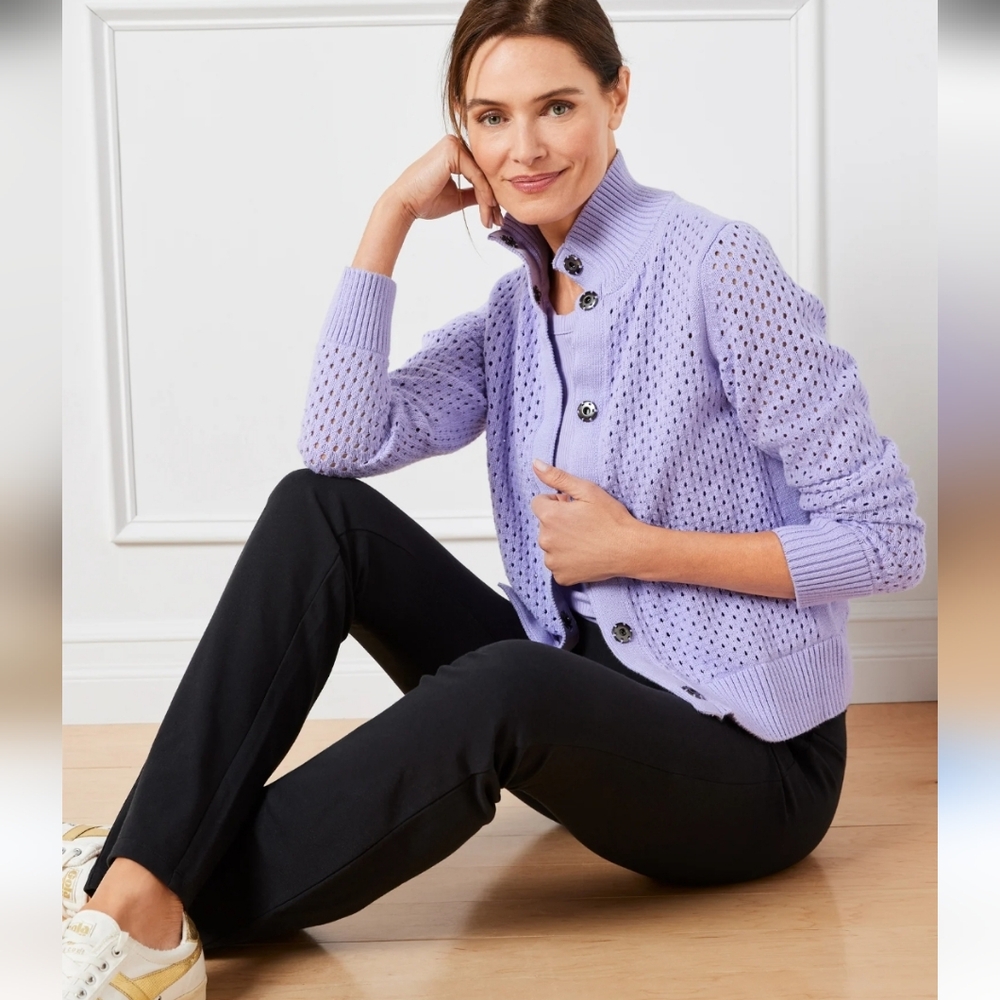 Talbots Coolmax Snap Button Sweater Jacket Size 1X - image 1